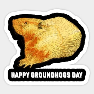 Happy groundhog day colorful sketch holiday shirt Sticker